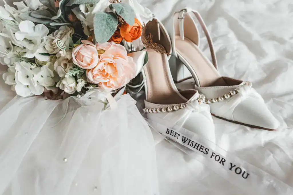 wedding details bouquet and shoes in halifax ns