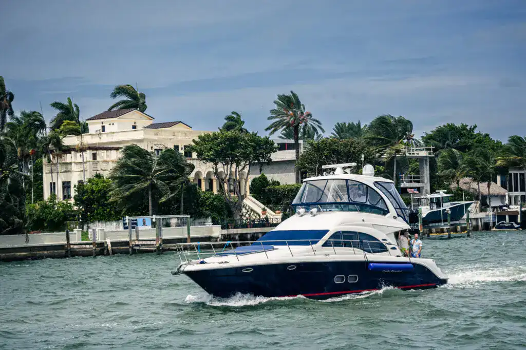 Palm-lined Miami waterfront captured for travel and lifestyle content