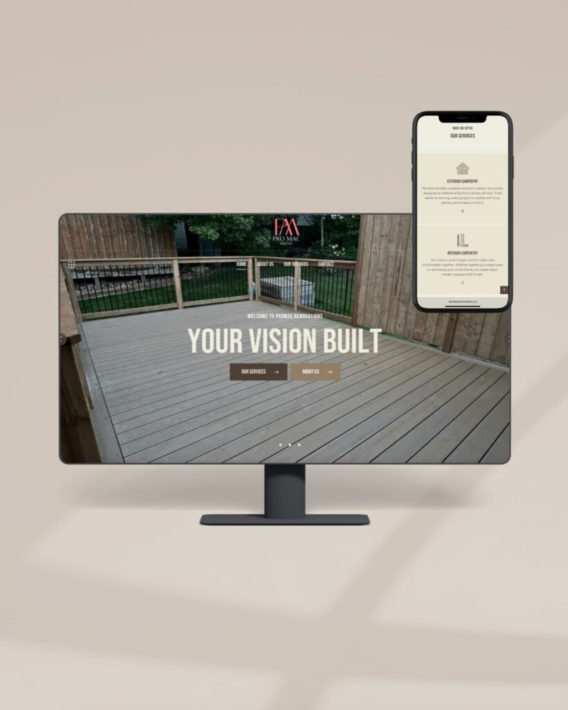 Professional Website Design for halifax Carpentry business